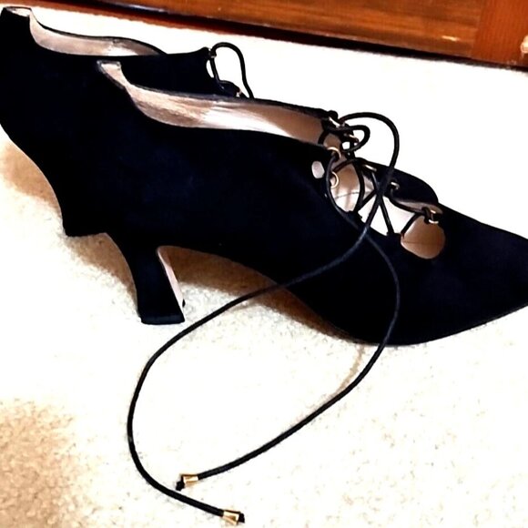 GORGEOUS NEW All Leather Paco GIL Black Suede Heela Size 9B - Picture 2 of 9